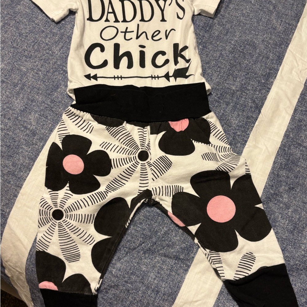 Black and White Floral Baby Outfit